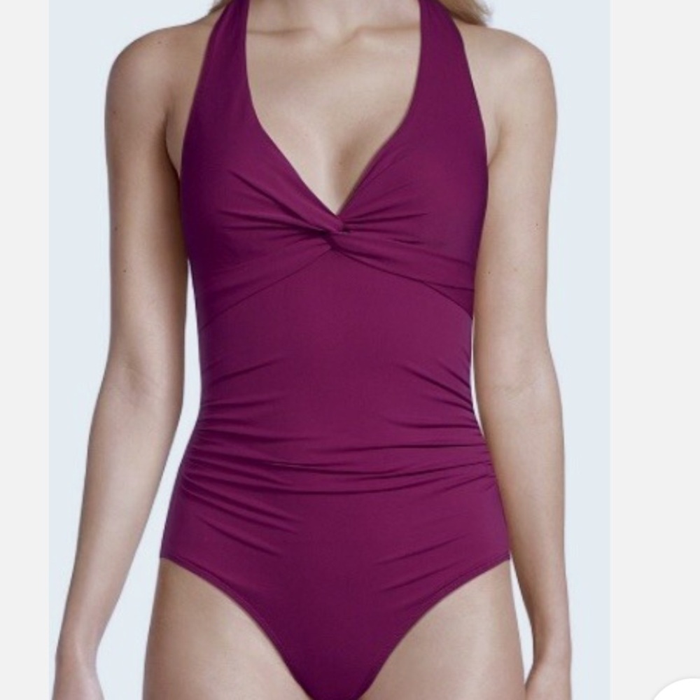 NWT‎ Calvin Klein One-Piece Twist Plunge Swimsuit Size 12